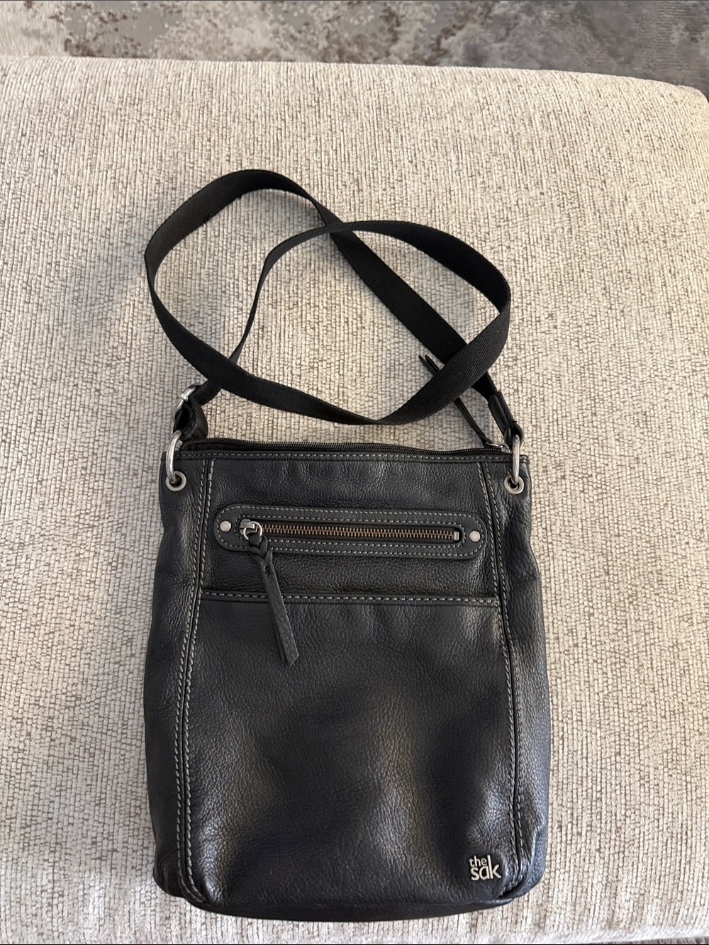 The Sak Black Leather Messenger Crossbody